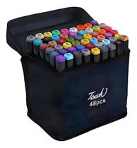 Marcador Conjunto Canetas Kit 48 Cores Ponta Dupla Colorir