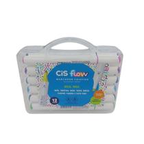 Marcador criativo ponta dupla cis flow maleta com 12 cores