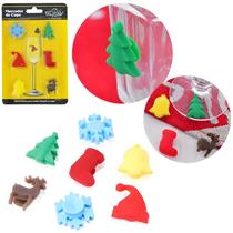 Marcador de copo e taça de vinho natalino com ventosa 6 pçs