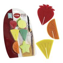 Marcador De Copos E Taças De Silicone Modelo Frutas C/ 6 Pçs