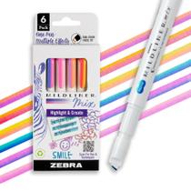 Marcador de cor dupla Zebra Pen Mildliner Mix, pacote com 6 Marcador de cor dupla Zebra Pen Mildliner Mix, pacote com 6