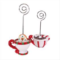Marcador de Lugar Xícara Candy Natalino Resina 6CM 4 UN