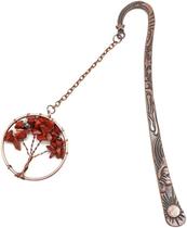 Marcador de metal HUOGUO Jasper vermelho Árvore da Vida Marcador de pedras caídas de cristal