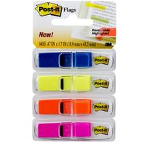 Marcador de Página Adesivo Post-it Flags 4 Cores (Azul, Amarelo, Laranja e Rosa) 140 Folhas (4 x 35 Fls) - 3M