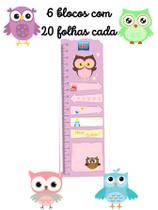 Marcador de pagina auto colante lembrete adesivo coruja corujinha com régua papelaria Marcador de pagina auto colante lembrete adesivo coruja corujinha com régua papelaria