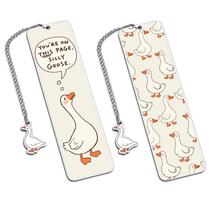 Marcador de Página NUBARKO Ganso Fofo Creme Metálico Bege 13x3,5 cm