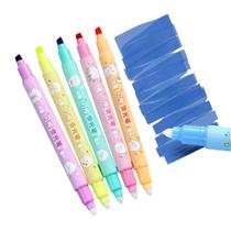 Marcador de Texto Apagável 2 Pontas Kit 6 Canetas Coloridas