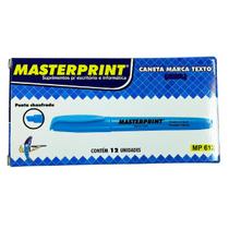Marcador de Texto Masterprint Chanfrado Kit 12 Canetas Azul Neon