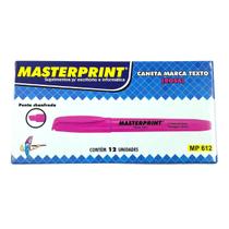 Marcador de Texto Masterprint Ponta Chanfrada 12 Uni Rosa Neon