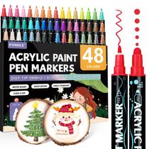 Marcador de tinta acrílica FUMILE 48 cores, ponta dupla, 0,7 mm, 5 mm