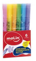 Marcador Fluor Glitter Molin c/6 Cores