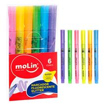 Marcador Fluorescente Glitter Com 6 Cores - Molin