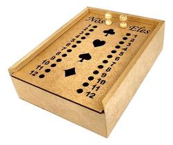 Marcador Jogo De Truco Caixa Madeira Estojo Porta Baralho