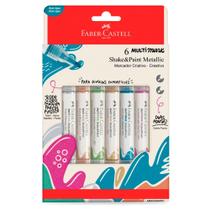 Marcador MultiMark Multisuperfície Metallic com 6 Cores - Faber-Castell