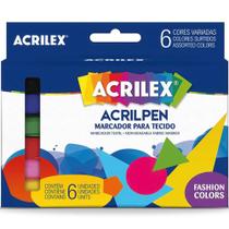 Marcador p/ Tecidos c/ 6 Cores - Acrilex