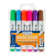 Marcador Para Quadro Branco 6 Cores Caneta Pincel