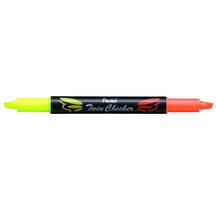 Marcador Pentel Twin Checker Cinzel de ponta dupla amarelo/laranja