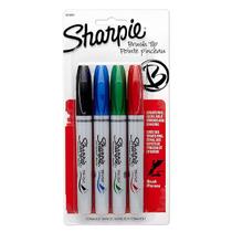 Marcador Permanente Brush Tip Sharpie 4 Cores Sortidas