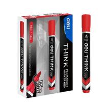 Marcador Permanente Deli Ponta Bullet 1,5mm Vermelho - Embalagem com 12 Unidades