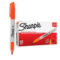 Marcador Permanente Fino Laranja 12 Unidade Sharpie