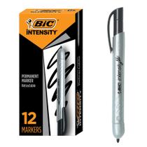 Marcador permanente, marcação BIC, retrátil, preto, pacote com 12