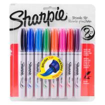 Marcador Permanente Sharpie Brush Tip com 8 Cores