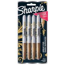 Marcador permanente SHARPIE Metallic Fine Point Gold 4 unidades