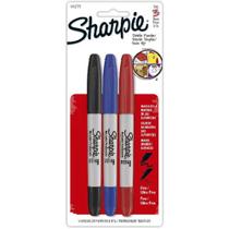 Marcador Permanente SHARPIE Twin Tip Estojo c/ 3 Cores