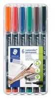 Marcador permanente universal STAEDTLER Lumocolor, 2,5 mm, pacote com 6 Marcador permanente universal STAEDTLER Lumocolor, 2,5 mm, pacote com 6