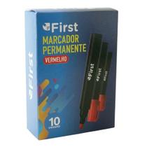 Marcador Permanente Vermelho Chanfrado Caixa com 10