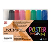 Marcador Ponta Chata Zig Posterman Básicas PMA-120 com 8 Cores