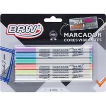 Marcador Ponta Fina 6 Cores Vibrantes BRW