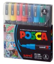 Marcador Posca PC-3M Estojo com 8 Cores Uni-ball Marcador Posca PC-3M Estojo com 8 Cores Uni-ball