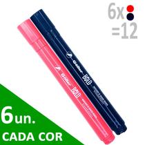 Marcador quadro branco kit 12 canetas recarregável - 2 cores