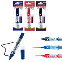 Marcador Quadro Branco Pilot VBoard Recarregável com Cartucho Refil Eco Escreve Suave Escritório