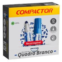 Marcador Recarregável de Quadro Branco Cor Azul Compactor - Embalagem com 12 unidades Marcador Recarregável de Quadro Branco Cor Azul Compactor - Embalagem com 12 unidades