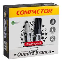Marcador Recarregável de Quadro Branco Cor Preto Compactor - Embalagem com 12 unidades Marcador Recarregável de Quadro Branco Cor Preto Compactor - Embalagem com 12 unidades