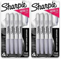 Marcador Sharpie Metálico Permanente de Ponta Fina Prata x4 Marcador Sharpie Metálico Permanente de Ponta Fina Prata x4