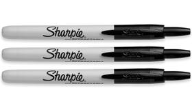 Marcador Sharpie retrátil permanente de ponta fina preto, 3 unidades Marcador Sharpie retrátil permanente de ponta fina preto, 3 unidades