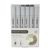 Marcador Sinoart - Tons Cinza (6 Peças) Marcador Sinoart - Tons Cinza (6 Peças)
