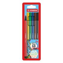 Marcador STABILO Pen 68 Paquete de 6 Colores Surtidos Punta de 1mm