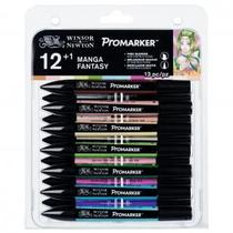 Marcador Winsor & Newton ProMarker Mangá Fantasy 12 Cores + Blender