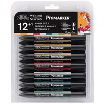 Marcador Winsor & Newton ProMarker Mangá Set 2 12 Cores + Blender Marcador Winsor & Newton ProMarker Mangá Set 2 12 Cores + Blender