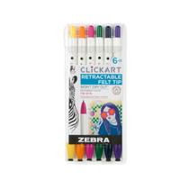 Marcador Zebra CLiCKART retrátil com ponta de feltro média, 36 cores