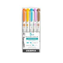 Marcador Zebra Pen Mildliner Double End, pacote com 5 Marcador Zebra Pen Mildliner Double End, pacote com 5