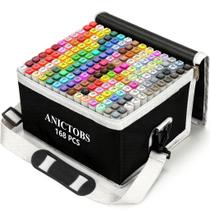 Marcadores à base de álcool ANICTOBS 168 cores com suporte de base Marcadores à base de álcool ANICTOBS 168 cores com suporte de base