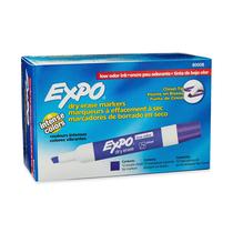 Marcadores apagáveis a seco EXPO 80008 com ponta de cinzel de baixo odor roxos 12