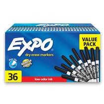 Marcadores apagáveis a seco EXPO Fine Tip Low Odor, pretos, 36 unidades Marcadores apagáveis a seco EXPO Fine Tip Low Odor, pretos, 36 unidades
