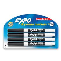 Marcadores Apagáveis a Seco EXPO Low Odor - Ponta Fina - Pretos (4 Unidades) Marcadores Apagáveis a Seco EXPO Low Odor - Ponta Fina - Pretos (4 Unidades)