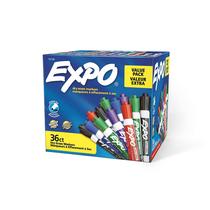 Marcadores apagáveis a seco EXPO, ponta de cinzel de baixo odor, variados, 36 unidades
